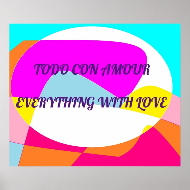 Póster Todo con amor en tonos azules rosas (Frente)