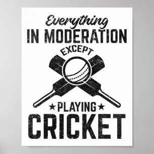 Póster Todo con moderación excepto jugar cricket