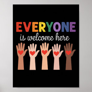 Póster Todo El Mundo Es Bienvenida Aquí Divertido Profeso