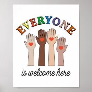 Póster Todo El Mundo Es Bienvenida Aquí Divertido Profeso