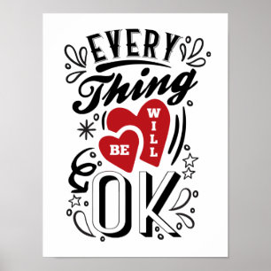 Póster Todo estará bien - Citas de Love Hearts