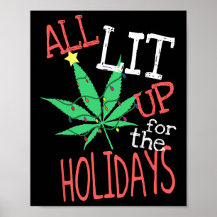 Póster Todo Iluminado Para Las Vacaciones Funny Weed Navi