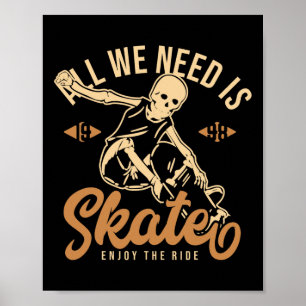Póster Todo lo que necesitamos es patinar Disfruta el via