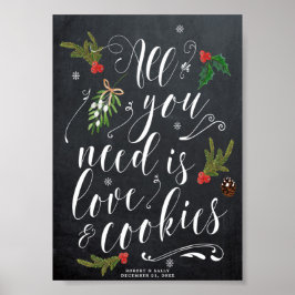 Póster todo lo que necesitas es amor y navidades de cooki