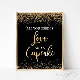Póster Todo lo que necesitas es amor y pasteles de Rótulo