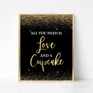 Póster Todo lo que necesitas es amor y pasteles de Rótulo