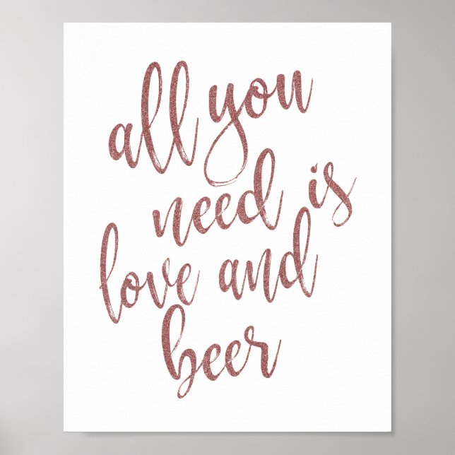 Póster Todo lo que necesitas es amor y Rosa de cerveza Ró (Frente)