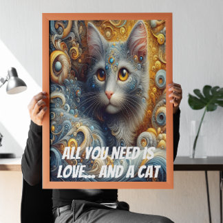 Póster Todo lo que necesitas es amor y un gato