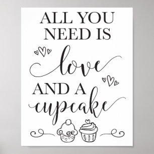 Póster Todo lo que necesitas es amor y un Rótulo Boda de