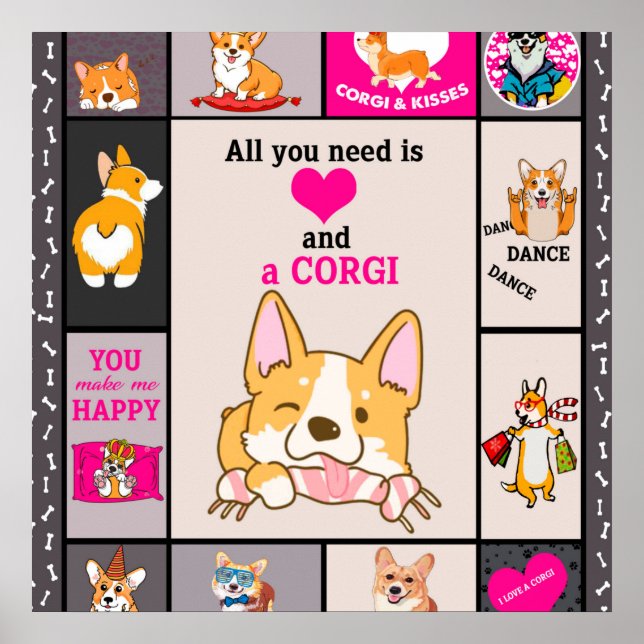 Póster Todo Lo Que Necesitas Es Corgi Blanket (Frente)
