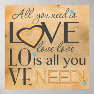 Póster Todo lo que necesitas es el afiche de Amor Word Ar
