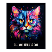 Todo lo que necesitas es gato. Cuto gato colorido
