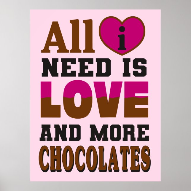 Póster Todo lo que necesito es amor y más chocolate (Frente)