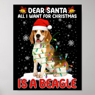 Póster Todo Lo Que Quiero De Los Navidades Es Beagle Sant