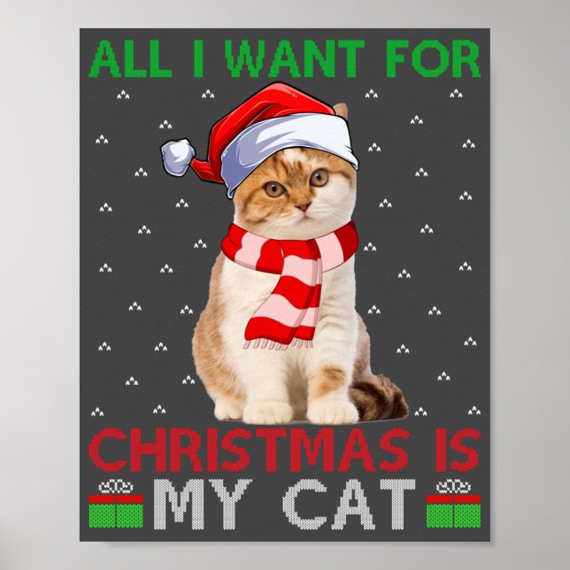 Póster Todo Lo Que Quiero De Los Navidades Es Mi Gato Feo (Frente)