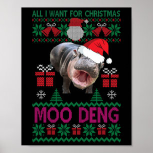 Póster Todo Lo Que Quiero De Los Navidades Es Moo Deng Hi