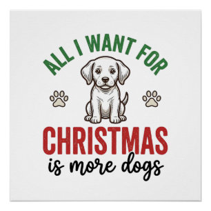 Póster Todo lo que Quiero para Navidad es Más Perros Vint