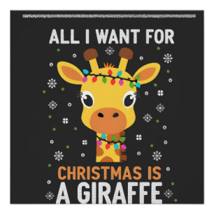 Póster Todo lo que quiero para Navidad es una jirafa Anim
