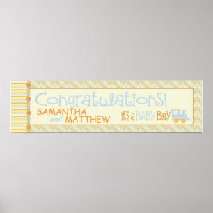 Póster ¡Todos a bordo! Tren Banner de Baby Shower