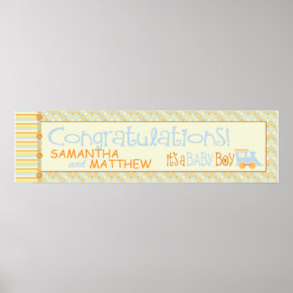 Póster ¡Todos a bordo! Tren Banner de Baby Shower