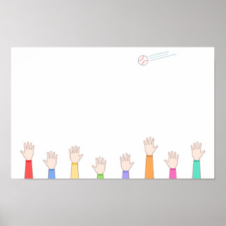 Póster Todos apuntan a atrapar ese jonrón.