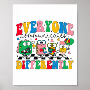 Póster Todos comunican conciencia diferente del autismo