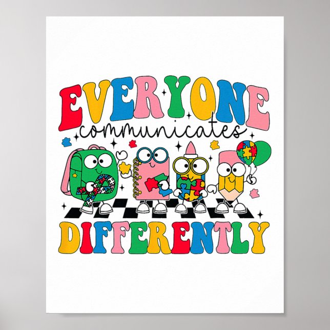 Póster Todos comunican conciencia diferente del autismo (Frente)