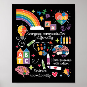 Póster Todos comunican diferente conciencia del autismo