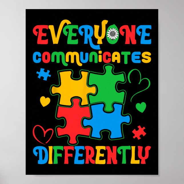 Póster Todos comunican diferente conciencia del autismo (Frente)