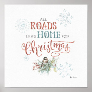Póster Todos los caminos llevan al hogar para Navidades