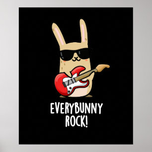 Póster Todos los conejos de rock conejo animal Pun Dark B