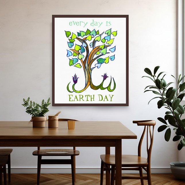 Póster Todos los días el Día de la Tierra salva árboles a (Every day is Earth Day save trees heart art Poster
)