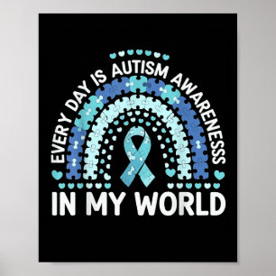 Póster Todos los días es conciencia del autismo en mi mun
