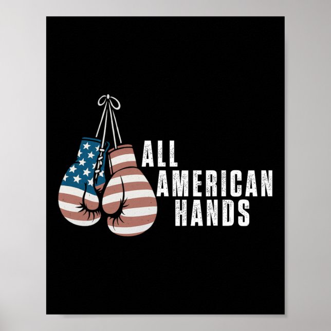 Póster Todos los guantes de boxeo de manos estadounidense (Frente)