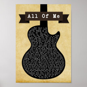 Póster Todos Los Míos Black Guitar Song Lyric Wall Art Im