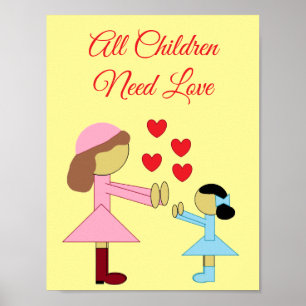 Póster Todos los niños necesitan amor: Amarillo claro