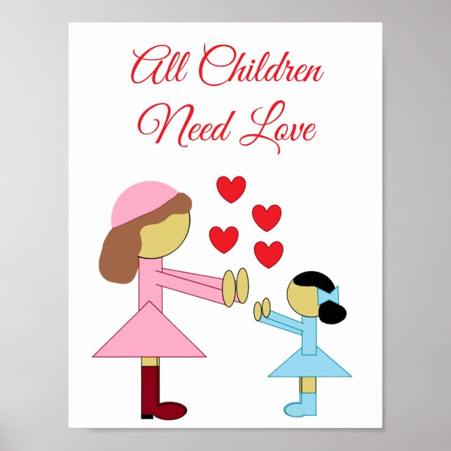 Póster Todos los niños necesitan amor: Blanco (Frente)
