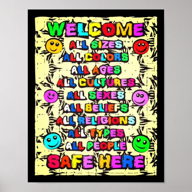 Póster Todos los seguros aquí ~ Bienvenida brillante (Frente)