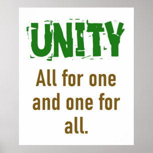 Póster Todos Por Uno Y Uno Para Todos - Cita De Unidad