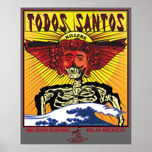 PÓSTER TODOS SANTOS BAJA MÉXICO SURFREAK SURFING (Frente)