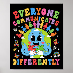 Póster Todos se comunican de manera diferente Autismo Hab