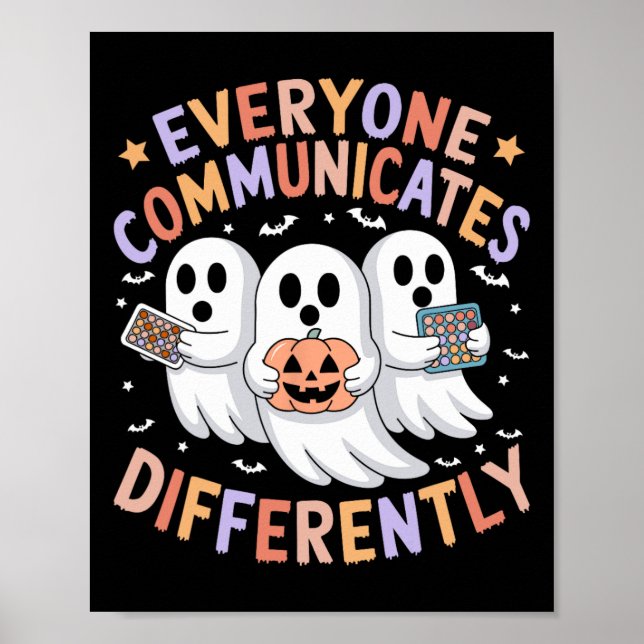 Póster Todos se comunican de manera diferente Halloween A (Frente)