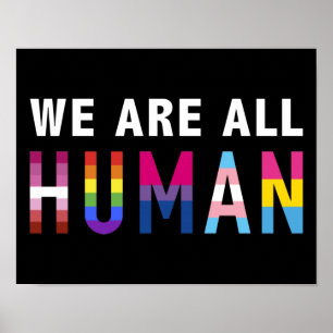 Póster Todos somos humanos con banderas LGBTQ+ para el me