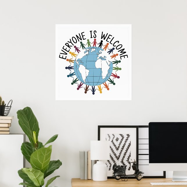 Póster Todos son bienvenidos (Oficina en casa)