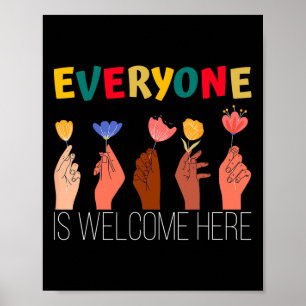 Póster Todos Son Bienvenidos Aquí Apoyo A La Diversidad Y