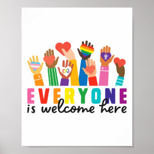 Póster Todos son bienvenidos aquí Arcoiris