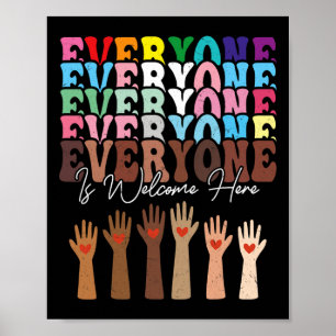 Póster Todos Son Bienvenidos Aquí La Diversidad Retro Gro