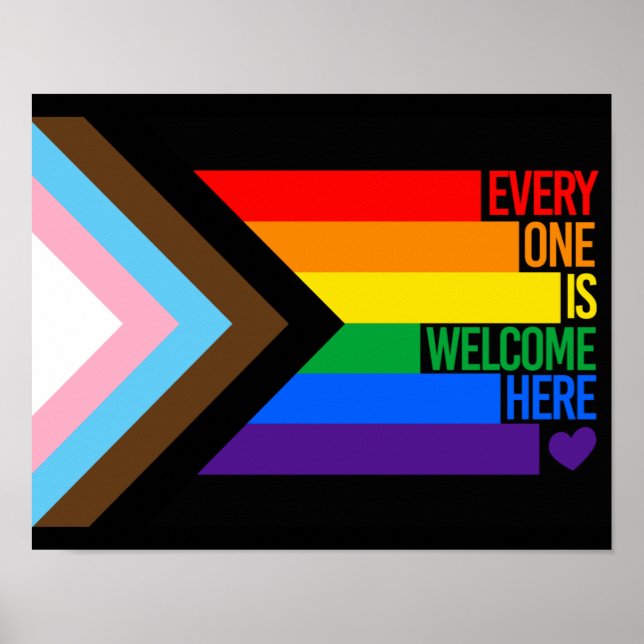 Póster Todos son bienvenidos aquí (Progreso del Orgullo) (Frente)