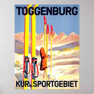 Póster Toggenburg, esquí en la nieve, Suiza