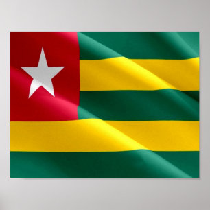 Póster Togo: Bandera ondeando -
